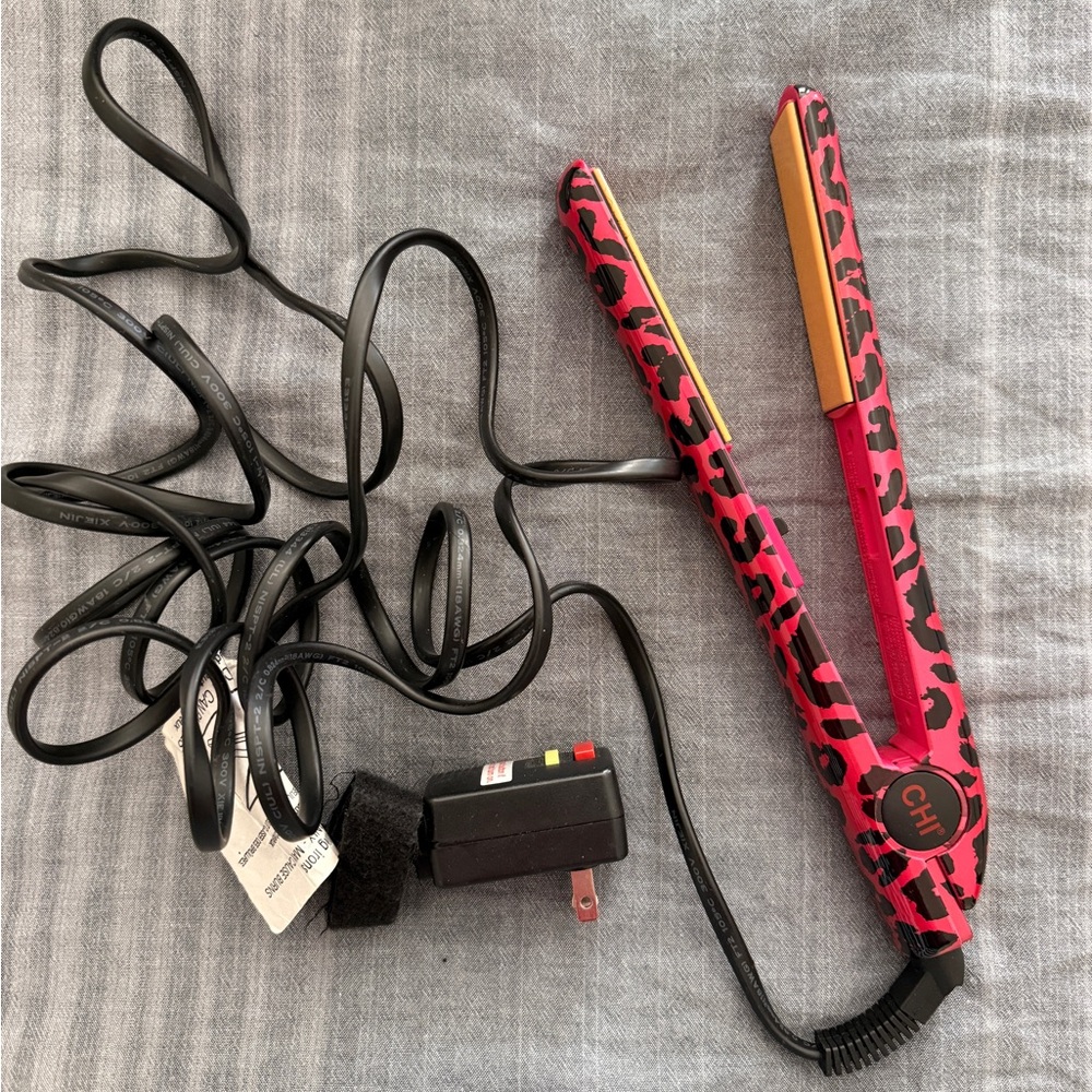 Pink Cheetah Print CHI Straightener